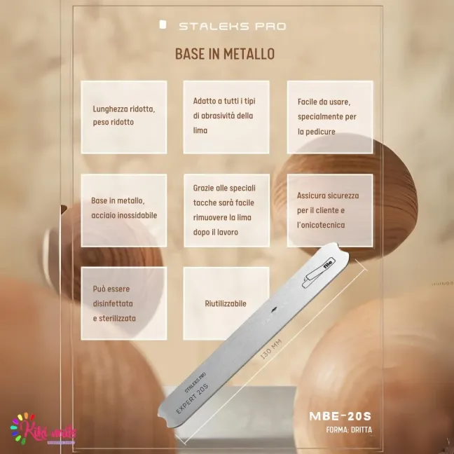 Base per lima dritta adesiva o PAPMAM, anima in metallo EXPERT MBE-20 Staleks, unghie Staleks, UTENSILI unghie.