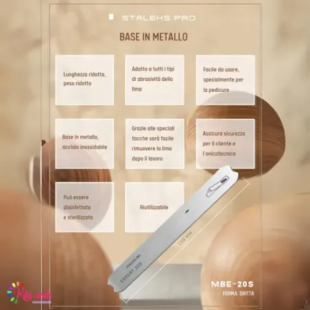 Base per lima dritta adesiva o PAPMAM, anima in metallo EXPERT MBE-20 Staleks, unghie Staleks, UTENSILI unghie.