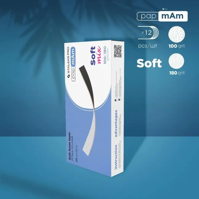 Refill PapmAm bifacciali EXPERT SOFT MIX grit 100/180,DFCEMIX-20 Staleks PRO, unghie Staleks, MONOUSO unghie.