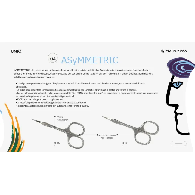 Forbici per cuticole UNIQ Asymmetric SQ-20/4 Staleks, unghie Staleks, UTENSILI unghie.
