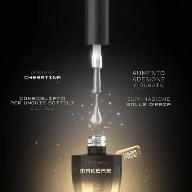 Base ibrida rinforzante KERA BASE Hemafree Makear 8 ml, unghie Makear, BASI & TOP unghie.