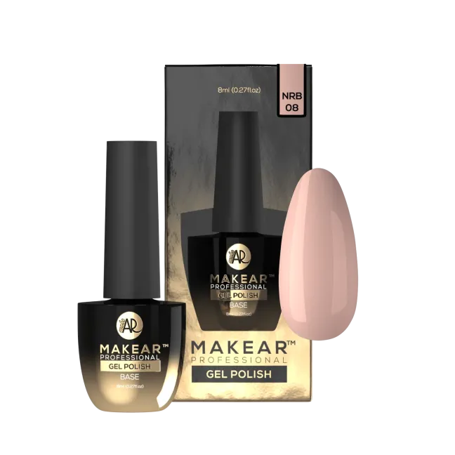 Base ibrida RUBBER NUDE DARK BEIGE Makear 8 ml, unghie Makear, BASI & TOP unghie.