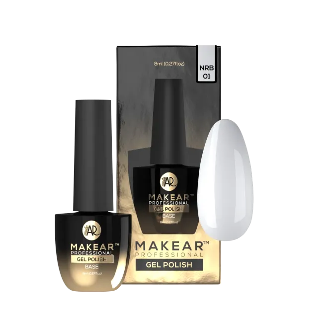 Base ibrida RUBBER NUDE WHITE Makear 8 ml, unghie Makear, BASI & TOP unghie.