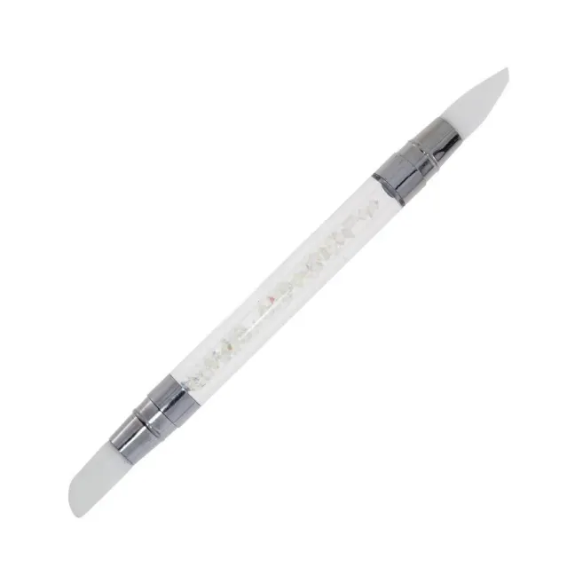Pennello silicone doppia punta con strass bianchi, unghie Allepaznokcie, PENNELLI unghie.