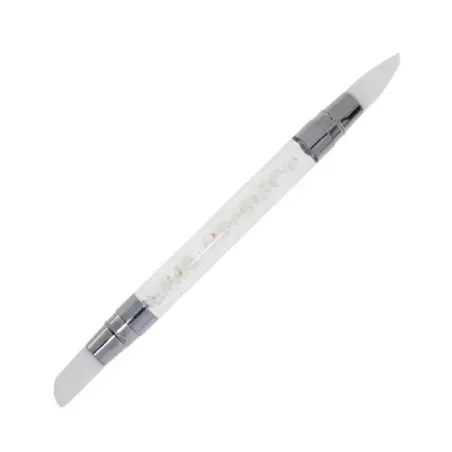 Pennello silicone doppia punta con strass bianchi, unghie Allepaznokcie, PENNELLI unghie.