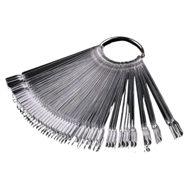 Espositore 50 tip trasparenti ventaglio con chiusura ad anello, unghie Allepaznokcie, ESPOSITORI TIP unghie.