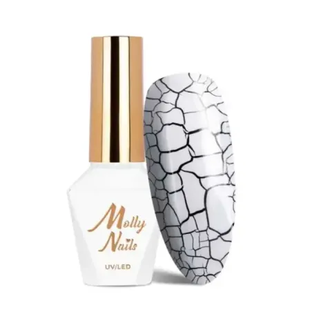 Smalto inchiostro CRACKLE bianco Mollynails 8 ml n. 157, unghie Allepaznokcie, FOIL & ALTRO unghie.