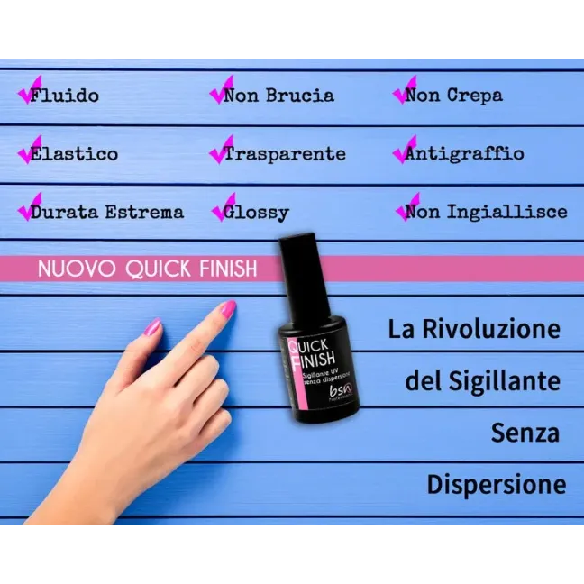 Finish senza dispersione QUICK FINISH Bsn12 gr, unghie BSN, BASI & TOP unghie.