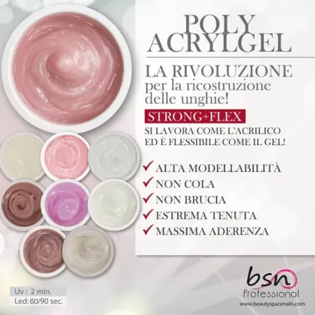 Poly Acrygel NATURAL Bsn 50 gr, unghie BSN, ACRYGEL unghie.