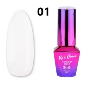 Hybrid gel BASE RUBBER 2in1 UP&COLOR Alabaster Mollylac 10 ml, unghie Allepaznokcie, OUTLET unghie.