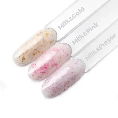 Base rubber FLAKES MILK&PINK Hemafree Mollylac 10gr, unghie Allepaznokcie, BASI & TOP unghie.