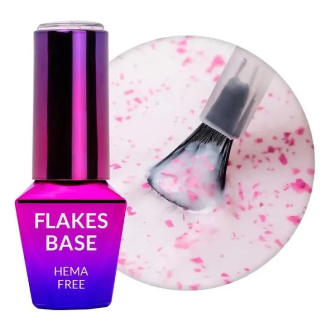 Base rubber FLAKES MILK&PINK Hemafree Mollylac 10gr, unghie Allepaznokcie, BASI & TOP unghie.