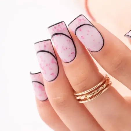 Base rubber FLAKES MILK&PINK Hemafree Mollylac 10gr, unghie Allepaznokcie, BASI & TOP unghie.