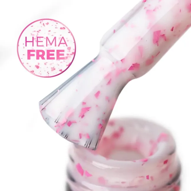 Base rubber FLAKES MILK&PINK Hemafree Mollylac 10gr, unghie Allepaznokcie, BASI & TOP unghie.