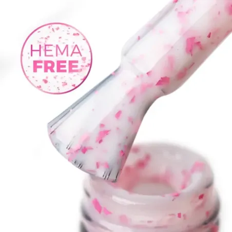 Base rubber FLAKES MILK&PINK Hemafree Mollylac 10gr, unghie Allepaznokcie, BASI & TOP unghie.