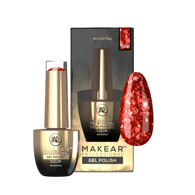 Semipermanente Polish GLITTER PREMIUM S62 Makear 8 gr, unghie Makear, SEMIPERMANENTI unghie.