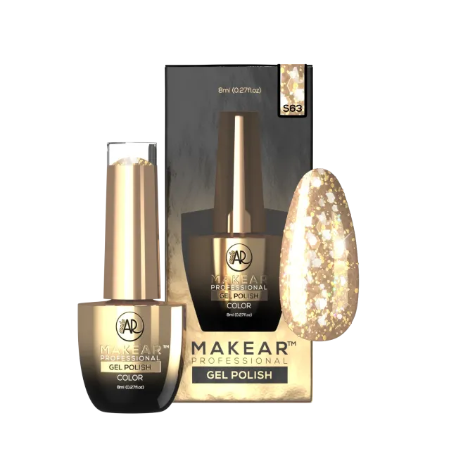 Semipermanente Polish GLITTER PREMIUM S63 Makear 8 gr, unghie Makear, SEMIPERMANENTI unghie.