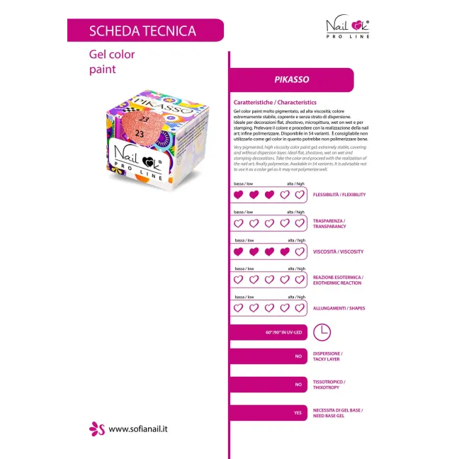 Gel color PAINT senza dispersione PIKASSO Nailook 4gr n.13, unghie SOFIANAIL, GEL COLOR unghie.