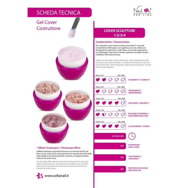 Gel costruttore trifasico Cover SCULPTURE 4 Nailook 15 gr, unghie SOFIANAIL, GEL COSTRUTTORI unghie.