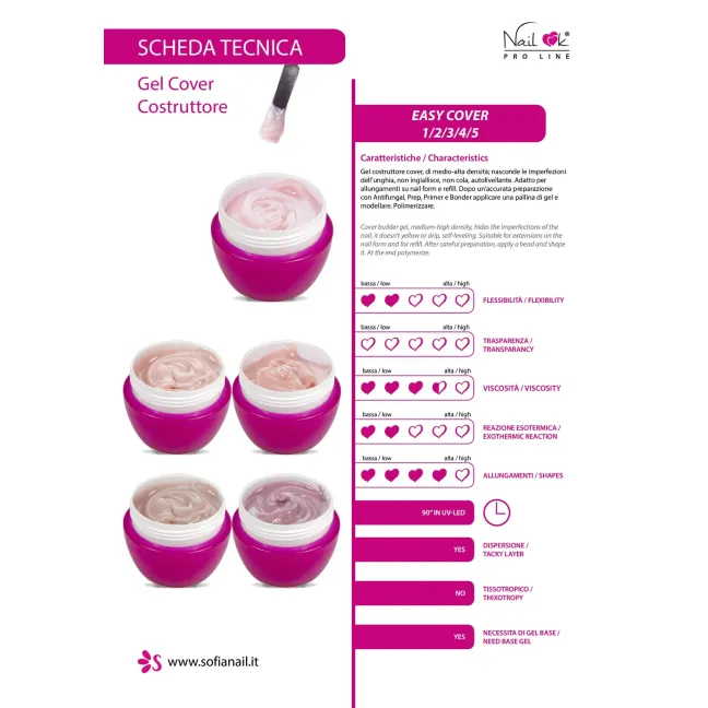 Gel costruttore trifasico Cover EASY 4 Nailook 15 gr, unghie SOFIANAIL, GEL COSTRUTTORI unghie.