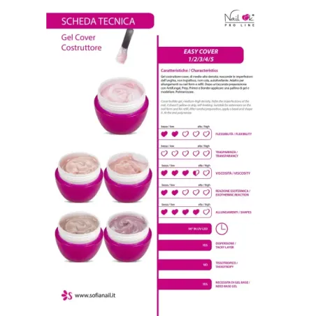 Gel costruttore trifasico Cover EASY 4 Nailook 15 gr, unghie SOFIANAIL, GEL COSTRUTTORI unghie.