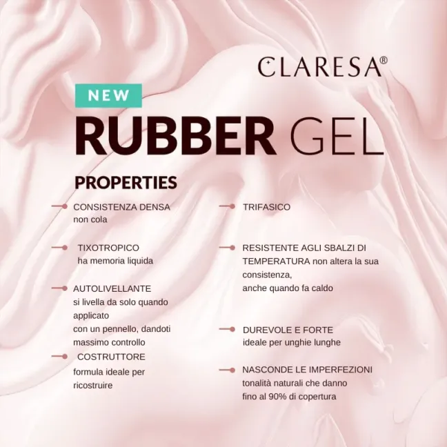 Gel costruttore RUBBER GEL 01 Claresa 45 gr, unghie CLARESA, GEL COSTRUTTORI unghie.