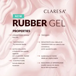 Gel costruttore RUBBER GEL 10 Claresa 45 gr, unghie CLARESA, GEL COSTRUTTORI unghie. 2