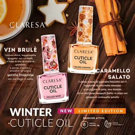 Olio cuticole idratante con pennellino MULLED WINE Claresa 5 ml, unghie CLARESA, OLIO CUTICOLE unghie.