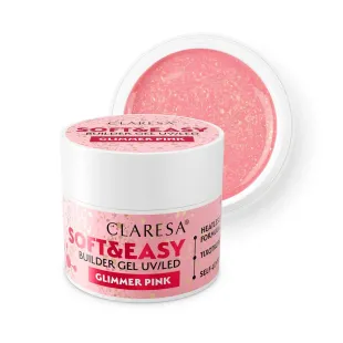 Gel costruttore Soft & Easy GLIMMER PINK Claresa 45 gr, unghie CLARESA, GEL COSTRUTTORI unghie.