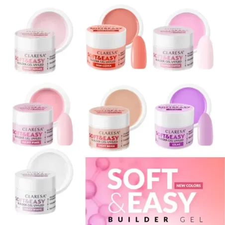 Gel costruttore Soft & Easy GLIMMER PINK Claresa 45 gr, unghie CLARESA, GEL COSTRUTTORI unghie.