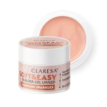 Gel costruttore Soft & Easy DANCING SPARKLE Claresa 45 gr, unghie CLARESA, GEL COSTRUTTORI unghie.