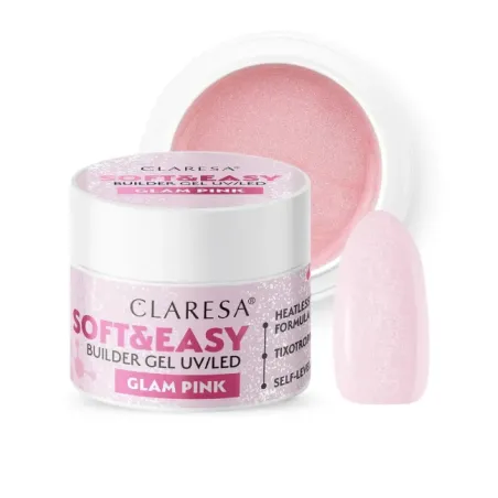 Gel costruttore Soft & Easy GLAM PINK Claresa 45 gr, unghie CLARESA, GEL COSTRUTTORI unghie.