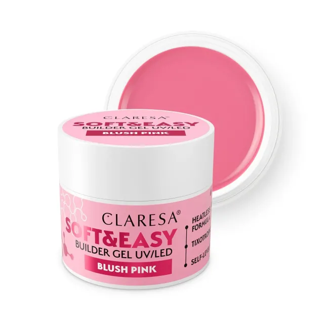 Gel costruttore Soft & Easy BLUSH PINK Claresa 45 gr, unghie CLARESA, GEL COSTRUTTORI unghie.