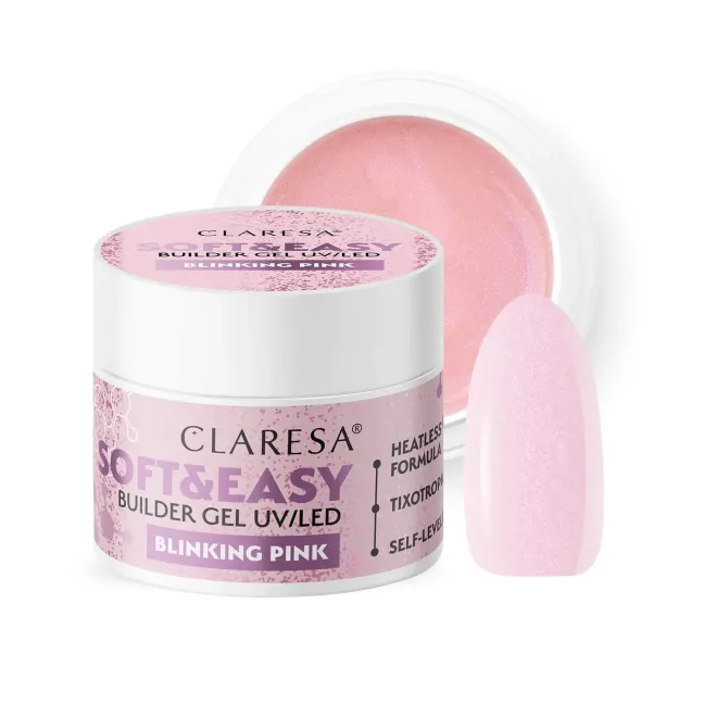 Gel costruttore Soft & Easy BLINKING PINK Claresa 90 gr, unghie CLARESA, GEL COSTRUTTORI unghie.
