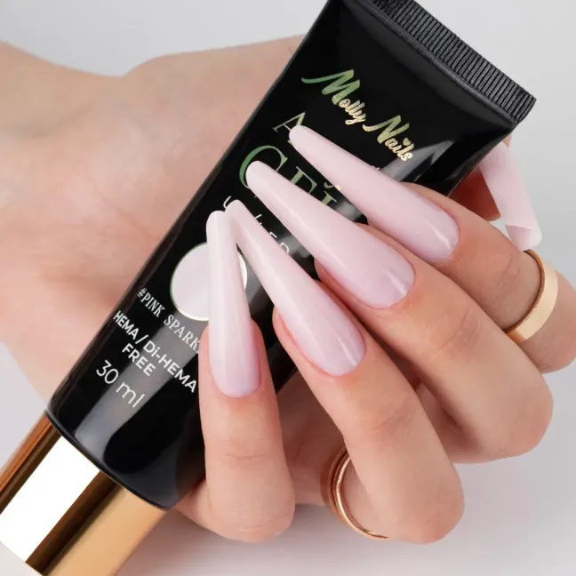 PINK SPARKLE 30gr Polygel Acrygel in tubo Mollynails Hemafree 30 ml