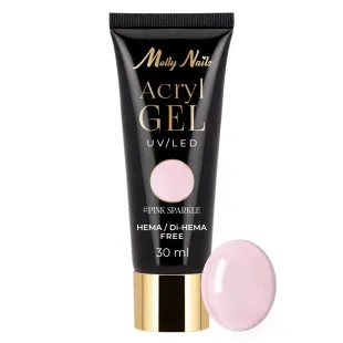 PINK SPARKLE 30gr Polygel Acrygel in tubo Mollynails Hemafree 30 ml