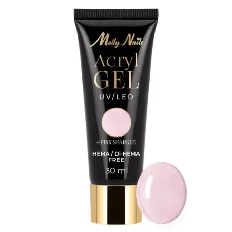 PINK SPARKLE 30gr Polygel Acrygel in tubo Mollynails Hemafree 30 ml