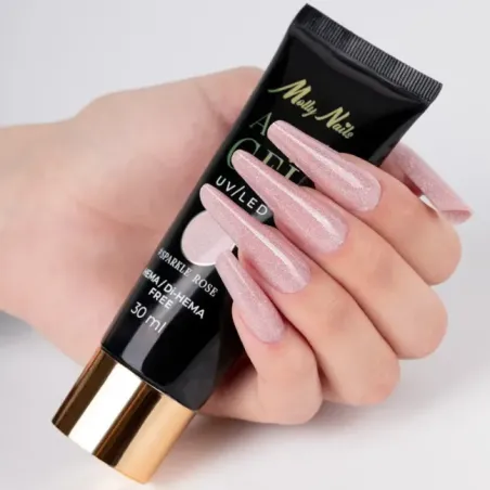 SPARKLE ROSE 30gr Polygel Acrygel in tubo Mollynails Hemafree 30 ml