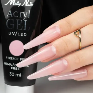 Polygel FRENCH PINK 30gr Acrygel rosa latte Mollynails 30 ml 2