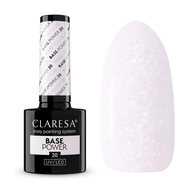 BASE POWER 20 Basecoat ibrida con primer bianco latte glitter Claresa