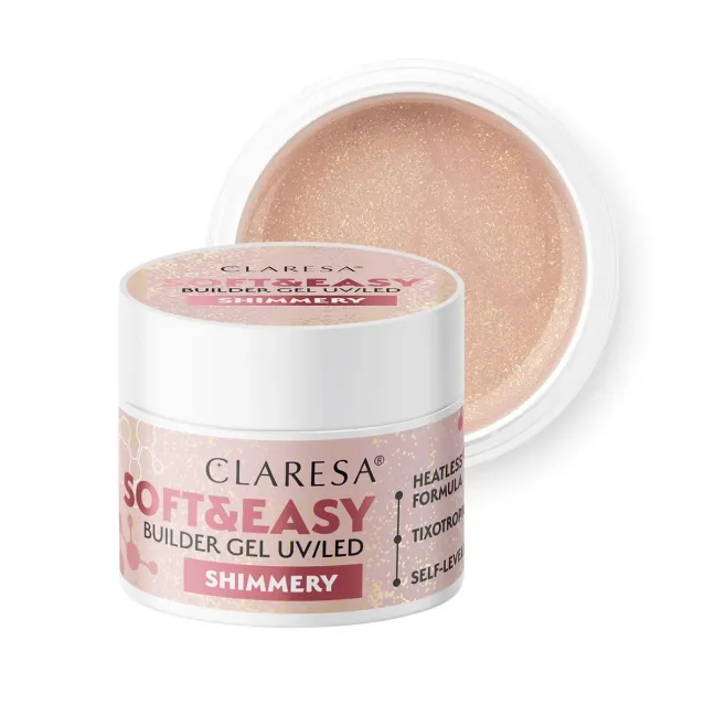Gel costruttore glitter oro Soft & Easy SHIMMERY CHAMPAGNE Claresa 45 gr