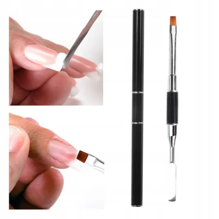 Pennello acrygel doppia punta: spatola e setole quadrata per polygel