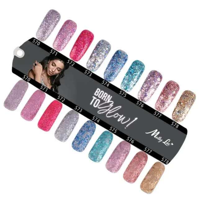 573 Mollylac Colore Smalto semipermanente Glitter Soakoff BORN TO GLOW 10gr
