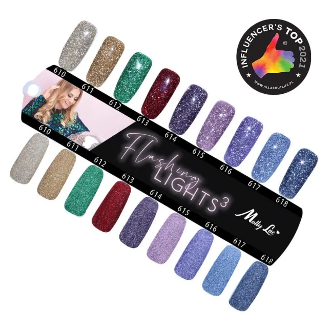 615 Mollynails Colore Smalto semipermanente Flash Soakoff FLASHING LIGHTS 3 8gr