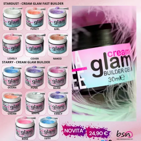 Cream glam STARRY WHITE Gel costruttore glitter denso Bsn 30ml