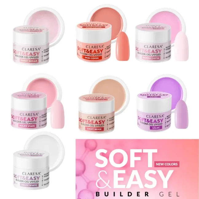 Gel costruttore Soft & Easy BLUSH PINK Claresa 45 gr, unghie CLARESA, GEL COSTRUTTORI unghie.