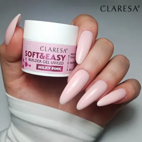 Gel costruttore Soft & Easy MILKY PINK Claresa 45 gr, unghie CLARESA, GEL COSTRUTTORI unghie.