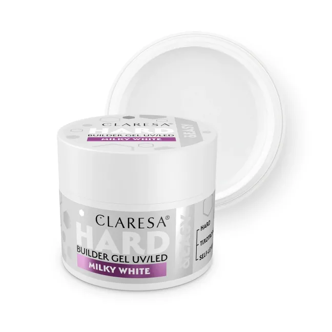 Hard & Easy MILKY WHITE 45gr Builder Gel costruttore rosa glitter Claresa