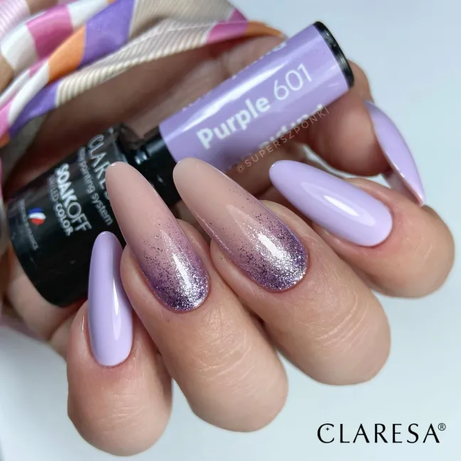 601 PURPLE Semipermanente Polish soakoff lilla Claresa 5 gr
