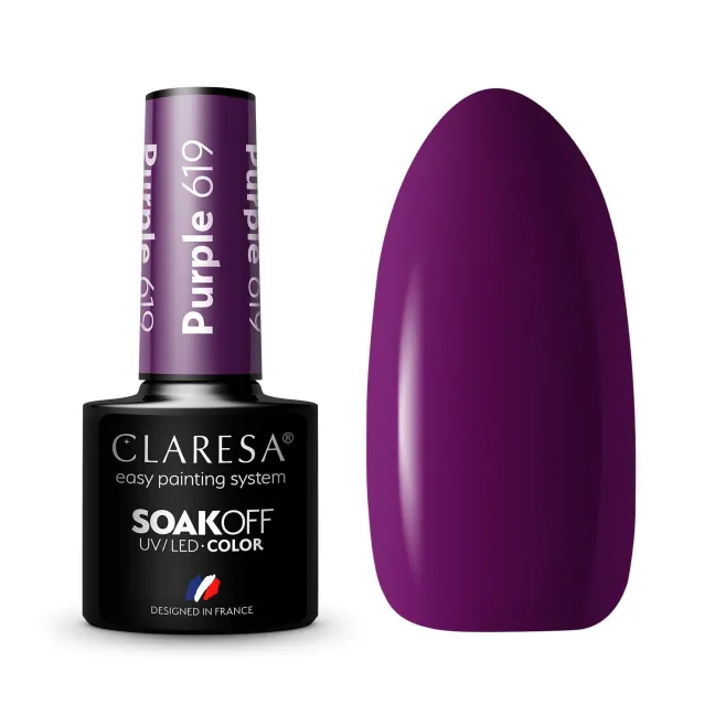619 PURPLE Semipermanente Polish soakoff viola Claresa 5 gr
